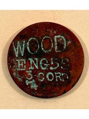 Vintage Antique T & P RR Wood Eng 58 3/4 Cord Railroad Token Coin